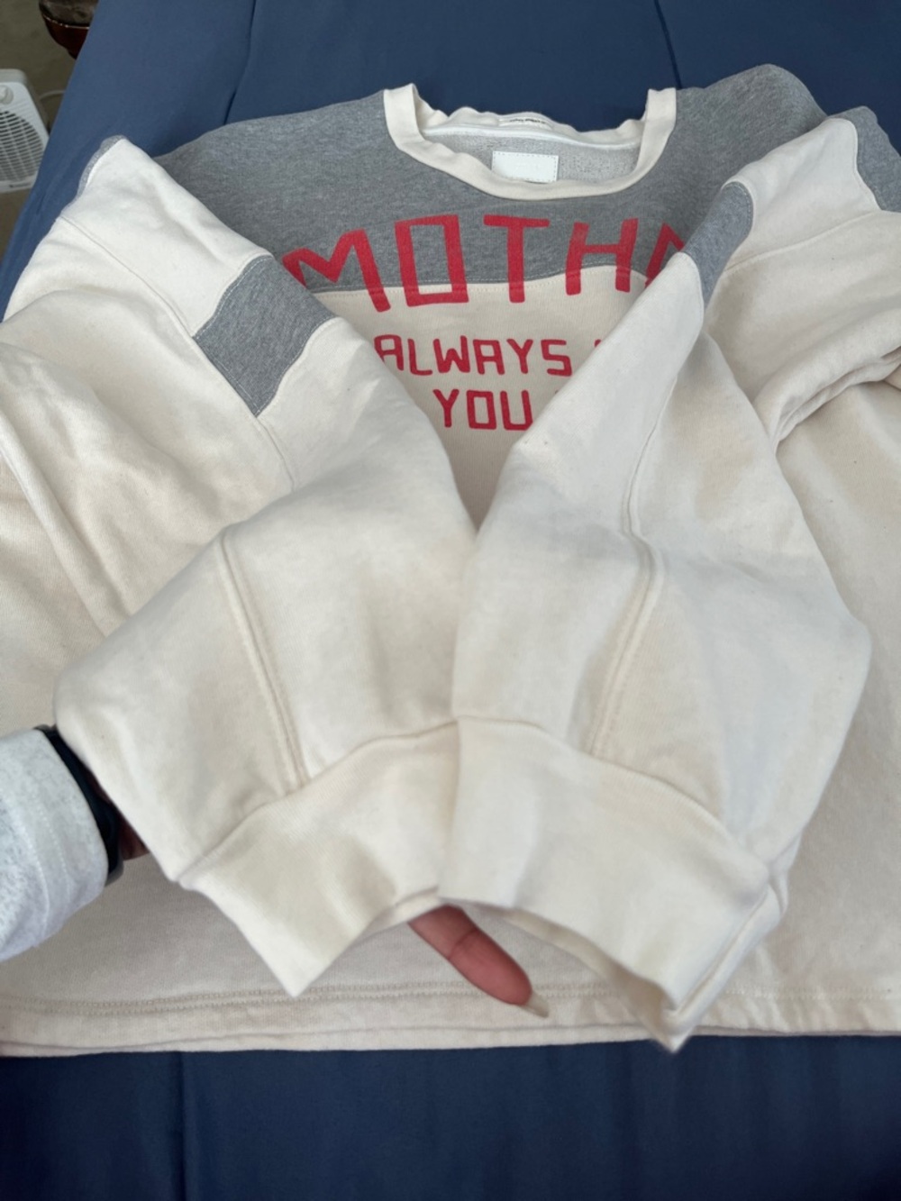 VGUC - MOTHER - The Champ Pull Over - Chalk and Heather Grey - Sz Medium - Picture 11 of 16